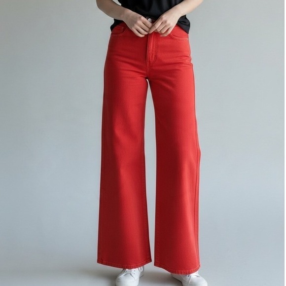 Universal Thread Denim - Universal Thread Sailor Wide Leg Red High Rise Denim Pants Size 2